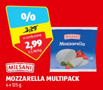 ALDI MILSANI MOZZARELLA MULTIPACK 4x 125 g offerta