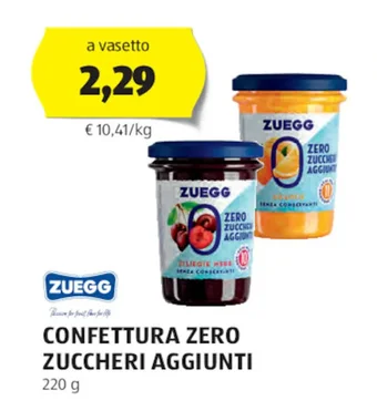 ALDI ZUEGG CONFETTURA ZERO ZUCCHERI AGGIUNTI 220 g offerta