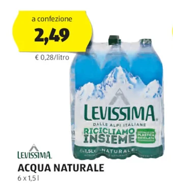 ALDI LEVISSIMA ACQUA NATURALE 6 x 1,5 l offerta