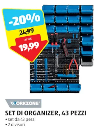 ALDI WORKZONE SET DI ORGANIZER, 43 PEZZI offerta