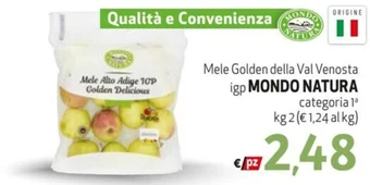 Maxi Family Mele Golden della Val Venosta igp MONDO NATURA kg 2 offerta