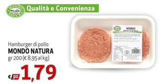 Maxi Family Hamburger di pollo MONDO NATURA gr 200 offerta