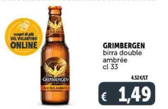 Deco Supermercati GRIMBERGEN birra double ambrée cl 33 offerta