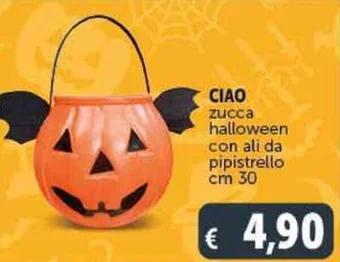 Deco Supermercati CIAO zucca halloween con ali da pipistrello cm 30 offerta