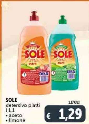 Deco Supermercati SOLE detersivo piatti L 1,1 offerta