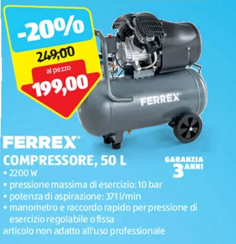 ALDI FERREX COMPRESSORE, 50 L offerta