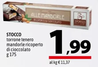 A&O STOCCO torrone tenero mandorle ricoperto di cioccolato g 175 offerta