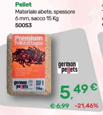 Pellet Materiale abete, spessore 6 mm, sacco 15 Kg 50053