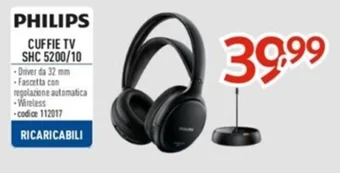 Elettrosintesi PHILIPS CUFFIE TV SHC 5200/10 offerta