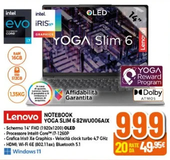 Expert Lenovo NOTEBOOK YOGA SLIM 6 82WU006AIX offerta