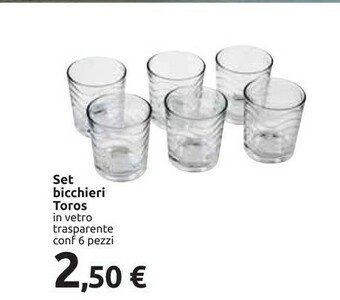 Carrefour Set Bicchieri Toros offerta