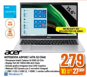 Expert acer NOTEBOOK ASPIRE 1 A115-32-C64E offerta