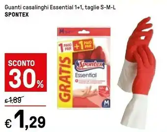 Iper La Grande Spontex Guanti Casalinghi Essential 1+1, Taglie S-m-l offerta