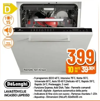 Expert DeLonghi LAVASTOVIGLIE INCASSO L6P93SD offerta