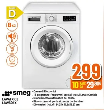 Expert smeg LAVATRICE LBW80EX offerta