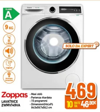 Expert Zoppas LAVATRICE ZWMV149VA offerta