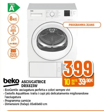 Expert beko ASCIUGATRICE DRX823W offerta