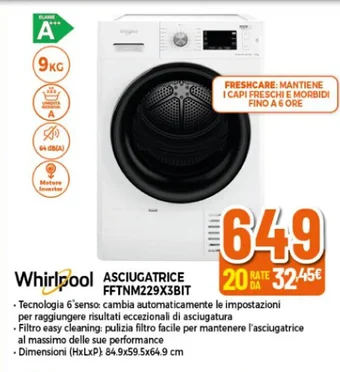 Expert Whirlpool ASCIUGATRICE FFTNM229X3BIT offerta