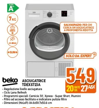 Expert beko ASCIUGATRICE TDEXS723A offerta