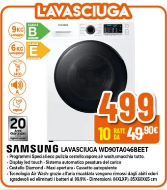 SAMSUNG LAVASCIUGA WD90TA046BEET