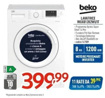 Elettrosintesi beko LAVATRICE WUX81282WI/IT offerta