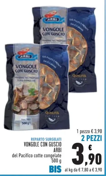 Conad VONGOLE CON GUSCIO ARBI del Pacifico cotte congelate 500g offerta