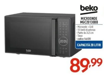 Elettrosintesi beko MICROONDE MGC20130BB offerta