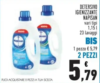 Conad DETERSIVO IGIENIZZANTE NAPISAN vari tipi 1,15 l 23 lavaggi offerta