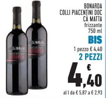 Conad BONARDA COLLI PIACENTINI DOC CA MATTA frizzante 750 ml offerta