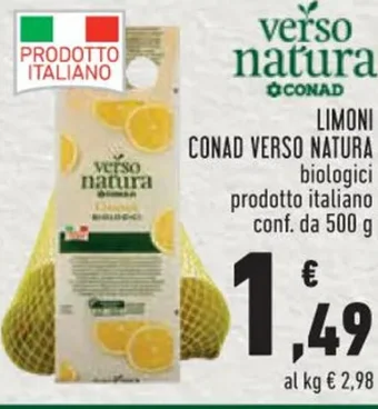 Conad LIMONI CONAD VERSO NATURA biologici prodotto italiano conf. da 500 g offerta
