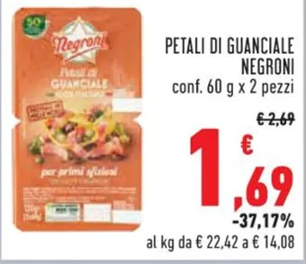 Conad PETALI DI GUANCIALE NEGRONI conf. 60 g x 2 pezzi offerta