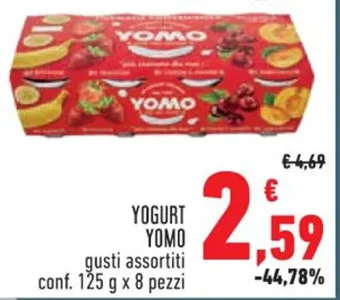 Conad YOGURT YOMO gusti assortiti conf. 125 g x 8 pezzi offerta