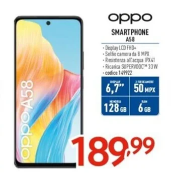 Elettrosintesi oppo SMARTPHONE A58 offerta