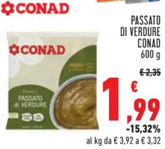 Conad PASSATO DI VERDURE CONAD 600 g offerta
