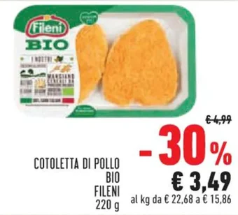 Conad COTOLETTA DI POLLO BIO FILENI 220g offerta