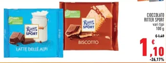 Conad CIOCCOLATO RITTER SPORT vari tipi 100 g offerta