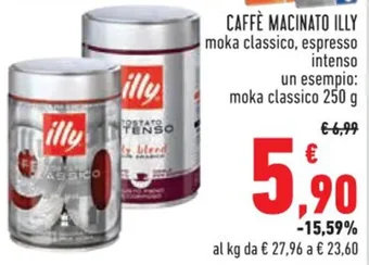 Conad CAFFÈ MACINATO ILLY moka classico, espresso intenso un esempio: moka classico 250 g offerta