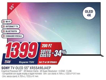 Trony SONY TV OLED 55" XR55A90JAEP offerta