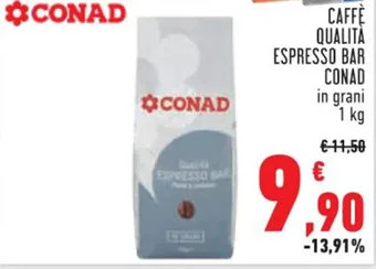 Conad CAFFE QUALITÀ ESPRESSO BAR CONAD in grani 1 kg offerta