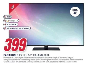 Trony PANASONIC TV LED 50" TX-50MX700E offerta