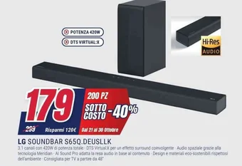 Trony LG SOUNDBAR S65Q.DEUSLLK offerta