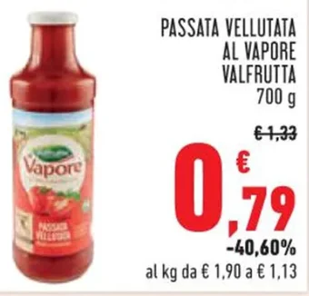 Conad PASSATA VELLUTATA AL VAPORE VALFRUTTA 700g offerta