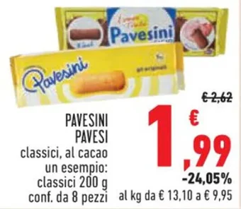 Conad PAVESINI PAVESI classici, al cacao un esempio: classici 200 g conf. da 8 pezzi offerta