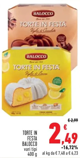 Conad TORTE IN FESTA BALOCCO vari tipi 400g offerta