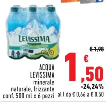 Conad ACQUA LEVISSIMA minerale naturale, frizzante conf. 500 ml x 6 pezzi offerta