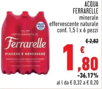 Conad ACQUA FERRARELLE minerale effervescente naturale conf. 1,5 l x 6 pezzi offerta