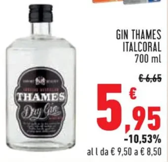 Conad GIN THAMES ITALCORAL 700 ml offerta