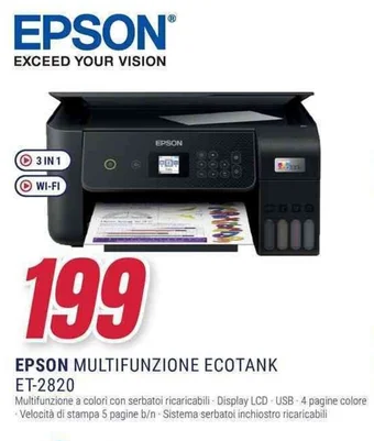Trony EPSON MULTIFUNZIONE ECOTANK ET-2820 offerta