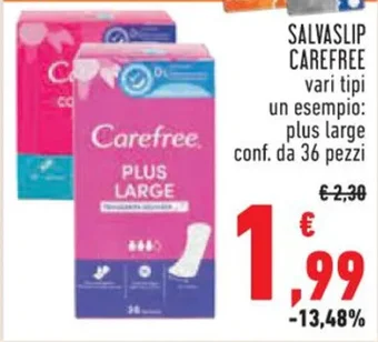 Conad SALVASLIP CAREFREE vari tipi un esempio: plus large conf. da 36 pezzi offerta
