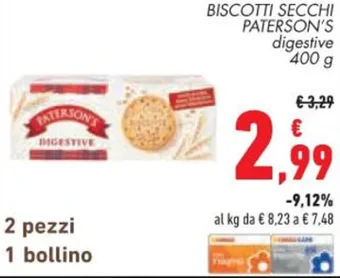 Conad BISCOTTI SECCHI PATERSON'S digestive 400 g offerta